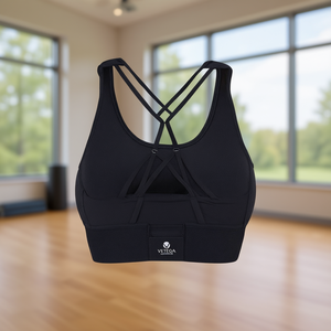 Vetega Women's High Support Sports <b>Bra</b> with Crisscross Back <b>Straps</b>, Removable Padded Wireless Workout <b>Bra</b>, Black Crop Fit for Yo - Product Image 2