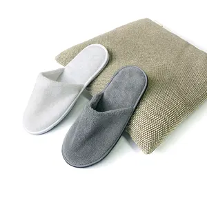 Wholesale Custom Non-Slip Slippers for Beauty Salon and Hotel Amenities Made from Plastic and Velvet with Logo Printing Option