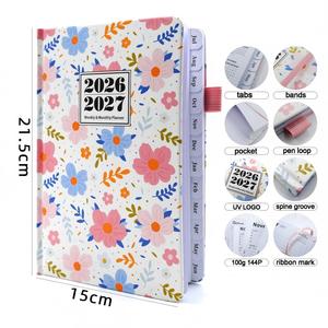 Agenda Personalizada A5 con Tapa Dura, Cuaderno Académico para el Año 2026-2027, Cubierta de Cuero PU, Cierre Elástico y Diseño con Bolsillo - Product Image 3