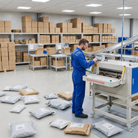 Ensacheuse Électrique Automatique pour Courrier, Sacs Polyéthylène, Emballage E-commerce, Scellage Haute Vitesse pour Vêtements et Textiles