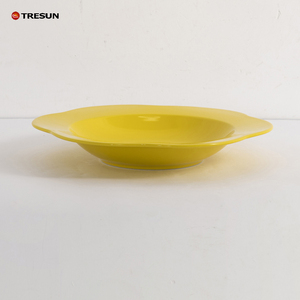 ชุดอาหารเย็นพอร์ซเลนสำหรับครัว ลายเคลือบเงาสีเหลือง รูปทรงไม่สมมาตร ปลอดภัยสำหรับไมโครเวฟ เป็นมิตรกับสิ่งแวดล้อม สไตล์ทันสมัย - Product Image 5