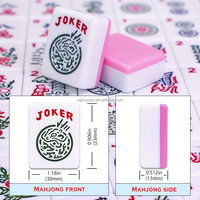 Tuiles de Mahjong Western Personnalisées, Double Couche, Classiques, en Acrylique et Mélamine, Gravées et Imprimées à la Main, Dos Rose, Ensemble Durable pour Jeu