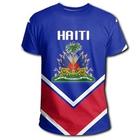 Nouveau design T-shirt de soutien à l'équipe de football d'Haïti, T-shirts drapeau haïtien, maillot de football en polyester pour les fans, fête et célébration