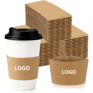 Nuevas Fundas de Papel Impresas para Vasos de Café de 8oz, 12oz y 16oz, Recicladas, para Bebidas Calientes y Frías, Color Marrón, Personalizables y Desechables - Product Image 1
