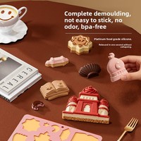 Nueva Serie Temática Festiva: Moldes de Silicona para Hornear en Forma de Estrella, Luna, Castillo y Concha, para Pudín de Chocolate y Pasteles Pequeños al Estilo Francés, Aptos para Horno y de Grado Alimenticio