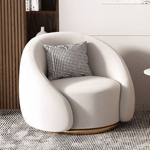 Hot Sales Modern Nordic Designer Single Round <b>Sofa</b> Chair Luxury Light Cloth Rotating for Home Office Apartment <b>Hotel</b> Living Room - Product Image 2