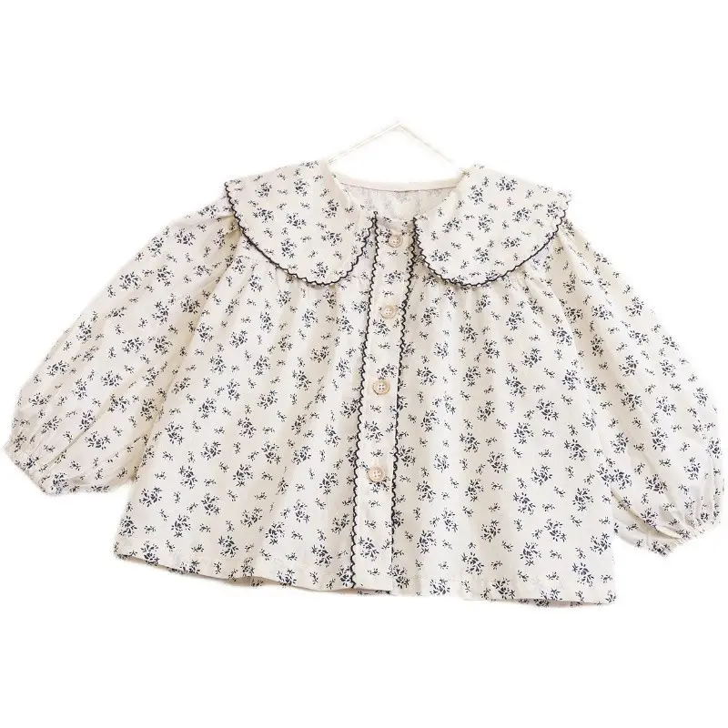 New Children's Clothing Girls Floral Shirts Baby Girl Spring And Autumn Long Sleeve Tops Baby Autumn Cotton Shirts