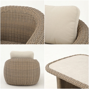 طقم أريكة فاخر عصري من الراتان للأماكن الخارجية، أثاث حدائق من الألومنيوم والراتان مقاوم لجميع الظروف الجوية - Product Image 5