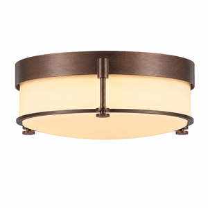 Plafonnier LED moderne en fer bronze industriel avec abat-jour en verre givré, lumière blanc chaud 3000K pour chambre à coucher et salon - Product Image 1