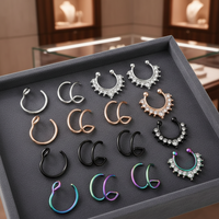 Xinfocus Meilleures ventes Anneau de nez et de septum factice à clipser en opale synthétique, sans perçage, bijoux de corps tendance pour femmes et hommes