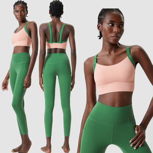 Nuevo diseño Color Clashing Beautiful Backless Active Sportswear Tallas grandes Gym Fitness Yoga Conjuntos de mujer Sujetador Leggings Conjuntos - Product Image 2