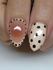 <span class=keywords><strong>Uñas</strong></span> Postizas con Puntos Amarillos Crema, Base Suave con Puntos <span class=keywords><strong>Pastel</strong></span>, Manicura Primavera 2026 - Product Image 4