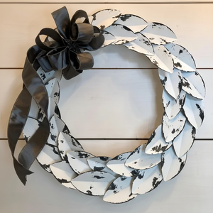 พวงหรีดโลหะตกแต่งผนังทรงกลมทำด้วยมือสำหรับแขวนประตูตกแต่งบ้านในร่มกลางแจ้ง - Product Image 1