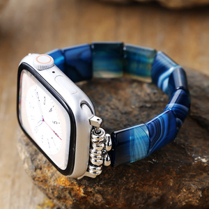 Bracelet de montre élastique en onyx de luxe pour <span class=keywords><strong>Apple</strong></span> <span class=keywords><strong>Watch</strong></span> Series 8-11, boucle ardillon, design respirant, 42mm/46mm - Product Image 3