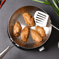 Panci Penggorengan anti lengket 304, peralatan masak Stainless Steel 28cm model Korea, wajan penggorengan anti lengket untuk memancing