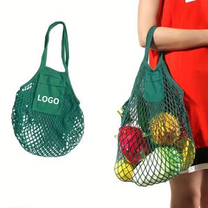Sacs en filet de pêche recyclé en gros, pliables, personnalisés, en coton biologique et lin, pour fruits et légumes, durables, promotionnels - Product Image 1