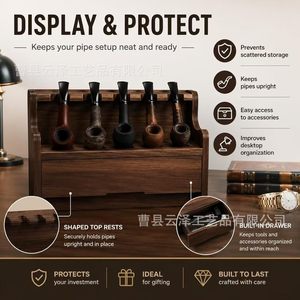 Nuevo soporte de madera para pipas, estante de exhibición portátil de madera maciza con sistema mortise y tenon para pipas, para uso doméstico y fumadores. - Product Image 5