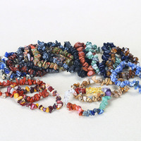 Bracelet en pierre concassée en cristal naturel améthyste aigue-marine perles extensibles irrégulières Bracelets extensibles bijoux pour femmes hommes
