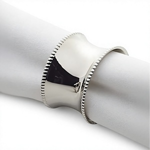 Metal Beaded Border <b>Silver</b> Plated Round <b>Napkin</b> Ring Suitable for Home & Wedding Tabletop Decoration <b>Napkin</b> Holder - Product Image 1