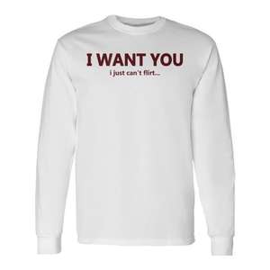 Camiseta de manga larga con cuello redondo de algodón unisex para adultos con la frase 'Quiero a ti, pero no puedo coquetear', promocional - Product Image 1