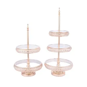 Metal Welding Gold Mirror Cake Decorating Stand Set Supplies 2/3 Tier Cake Stand Center Handle Rod for Wedding