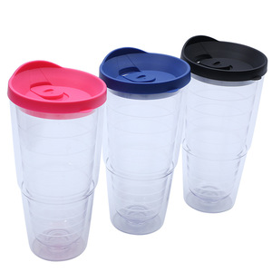 Gobelet de voyage de luxe 2026 à double paroi en plastique, vente en gros, logo personnalisé, tasse à café réutilisable avec couvercle, motif anneau, mug à jus - Product Image 1