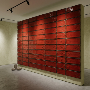 Piastrelle Zellige Artigianali Wabi Sabi 60x240mm Fatte a Mano, Rosso Ciliegia Smaltato, Piastrelle in Ceramica per Pareti Moderne Antiscivolo di Lusso - Product Image 6