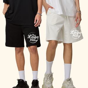 กางเกงขาสั้นผ้าฝ้ายสำหรับผู้ชาย380กรัมขาตรงมีเชือกรูดกางเกงขาสั้นสำหรับเล่นกีฬาปรับแต่งได้ - Product Image 3