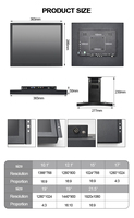 17 İnç 4:3 AU Açık Çerçeveli Endüstriyel Monitör 1280*1024 HDMI VGA AV BNC Kapasitif Dokunmatik Ekran