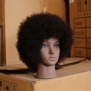 Tête d'entraînement afro bon marché tête de poupée de cosmétologie de mannequin 100% vrais cheveux humains tête de mannequin avec cheveux afro crépus bouclés - Product Image 2