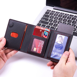OEM 5 Colors PU Leather Magnetic Trifold <b>Wallet</b> RFID Anti-Theft Pop Up Credit <b>Card</b> <b>Holder</b> with Fan Out Mechanism <b>for</b> Men Women - Product Image 4