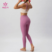 Soutien-gorge de sport pour femme, personnalisé avec logo OEM, en nylon et élasthanne, à maintien élevé, avec décolleté en U, dos croisé et bretelles contrastantes ajustables sous la poitrine