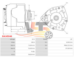 Alternador de coche EALVE046 Alternador OE 1105715 8EL730155-001 ALTW232 PRAW232 para <span class=keywords><strong>Chevrolet</strong></span> Blazer 96-01/Cavalier/<span class=keywords><strong>Lumina</strong></span>/Century - Product Image 4