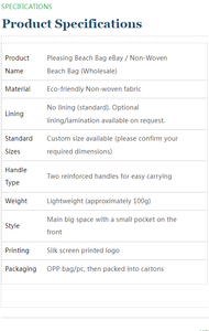 Sac de plage pliable en non-tissé avec poche avant, poignées renforcées légères, vente en gros - Product Image 3