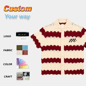 Suéter de ganchillo calado personalizado para <span class=keywords><strong>hombre</strong></span>, camisas de punto suave con botones superiores, <span class=keywords><strong>jersey</strong></span> de fútbol de manga corta de punto de algodón de verano - Product Image 1