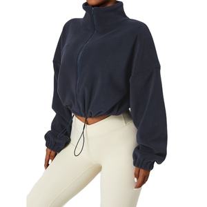 Manteau de sport épaissi pour femmes <span class=keywords><strong>laine</strong></span> <span class=keywords><strong>d</strong></span>'<span class=keywords><strong>agneau</strong></span> col montant lâche cordon fermeture éclair <span class=keywords><strong>à</strong></span> manches longues veste <span class=keywords><strong>d</strong></span>écontractée - Product Image 1