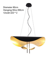 Lampe à suspension LED moderne Rétro Noir Or Suspension pour Salon Cuisine Soucoupe Volante Chapeau Art Éclairage Intérieur Décor
