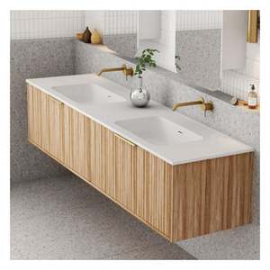 Mueble de Baño de Madera Maciza con Acabado en Madera Clara Personalizado, con Panel de Puerta de Madera Maciza, Estilo de Muebles de Baño - Product Image 3
