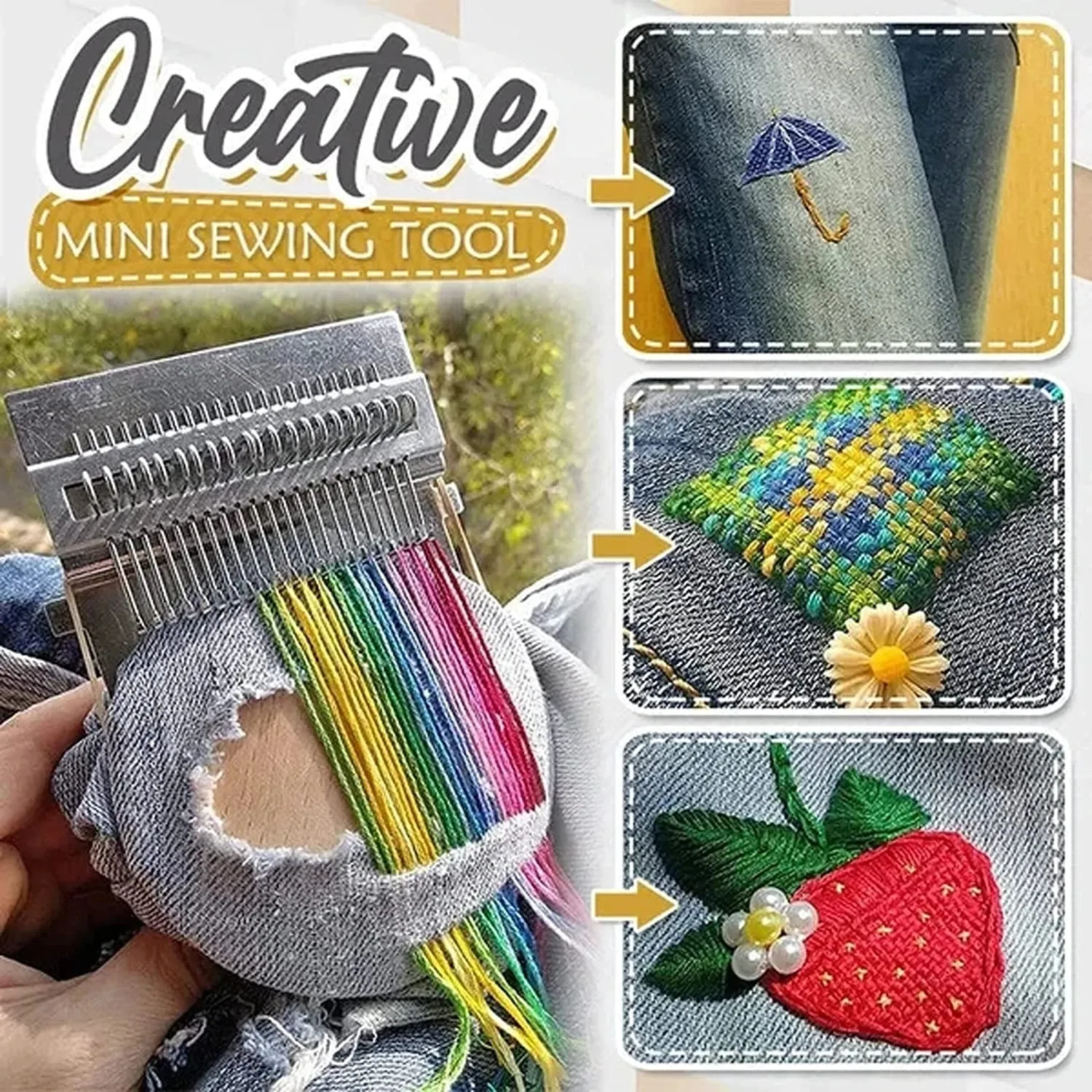 10 Móc Mini Darning Loom Máy Dệt Công Cụ Tự Làm Dệt Loom Kit Công Cụ Sửa Chữa Cho Người Mới Bắt Đầu Một Cách Nhanh Chóng Sửa Chữa Quần Jean Vớ Quần Áo