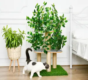 Rascador de escalada para mascotas de alta calidad, torre para gatos, árbol de madera para gatos con postes para rascar sisal, perchas, casas