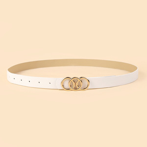 Mulheres Faux Leather <span class=keywords><strong>Belt</strong></span> Rodada Fivela Elegante Brown Cow Print <span class=keywords><strong>Belt</strong></span> Faux Cow Leather Skinny <span class=keywords><strong>Belt</strong></span> Largura 2.3 CM - Product Image 3