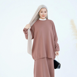 <span class=keywords><strong>Abbigliamento</strong></span> <span class=keywords><strong>islamico</strong></span> 2025 alla moda da donna musulmano-maglione invernale oversize gonna Top due pezzi Abaya Set - Product Image 4