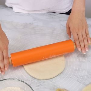 Custom Different Color Rolling Pins <b>Baking</b> Tool Wooden Handle Nonstick <b>Silicone</b> Mini Christmas Dough Rolling Pin - Product Image 4