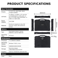 Portátil Totalmente Resistente de 15.6 Pulgadas con Puerto HDMI, PC Industrial Negro IP65, Diseñado para Uso en Exteriores, Wi-Fi 6, Bluetooth 5.2
