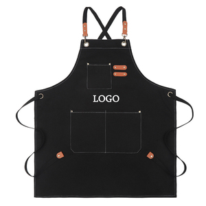 Prix usine Logo personnalisé confortable dos croisé lavé coton toile outil travail <span class=keywords><strong>cuisine</strong></span> cuisson cuisson Chef <span class=keywords><strong>tablier</strong></span> - Product Image 1