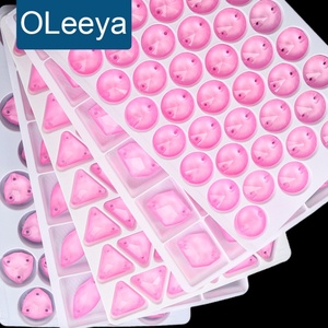 OLeeya Nuevo Cristal de Estrás Rosa Neón Fluorescente Cósmico de Base Plana para Coser, Pedrería de Cristal para Joyería - Product Image 1