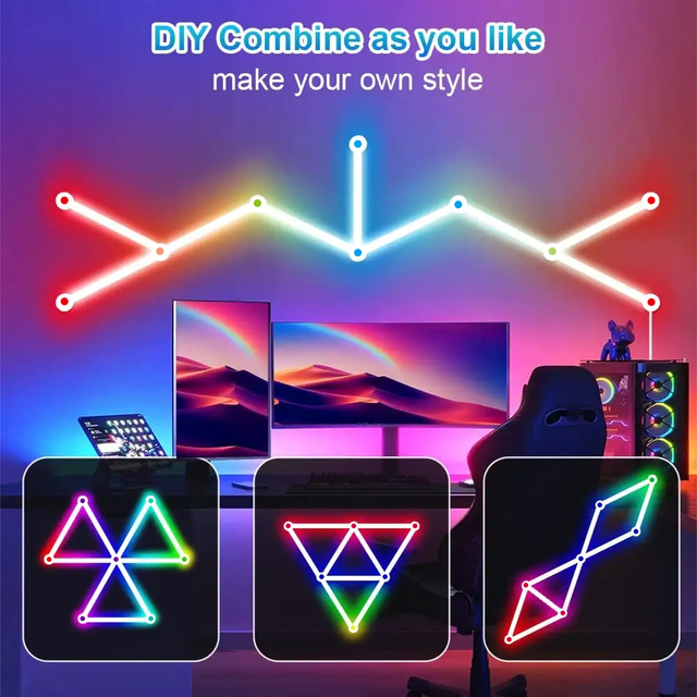 Modern RGB Indoor LED Wall Lighting for Home Hotel Smart Touch Power Electronics Music Sync ROHS Certified Black Living Room