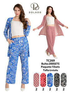 Dolado Set pigiama da donna a maniche lunghe in cotone con stampa di lettere, morbido e casual, con scollo a O e vita elastica, per la primavera - Product Image 1