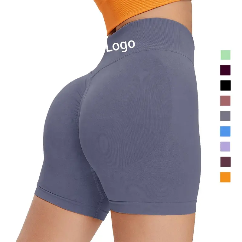 MS0111 Custom Logo Sports Peach Butt Fit Yoga Seamless Scrunch Gym Fitness Womens yoga Tights Short booty lifting Shorts