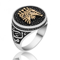 Bague de mariage islamique pour homme, fabriquée à la main en Turquie, en argent sterling 925 avec pierre de lune d'eau douce sertie à griffes